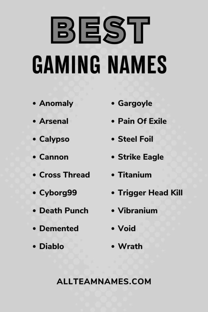 Names for Games