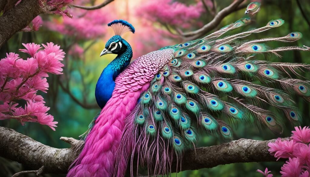 pink colour peacock