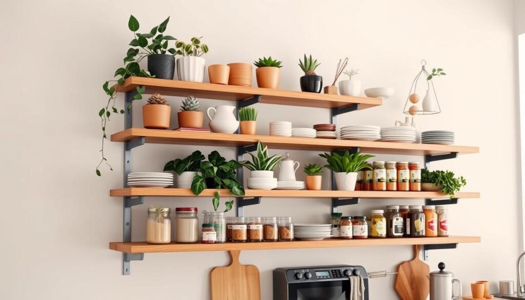 stacked floating shelves