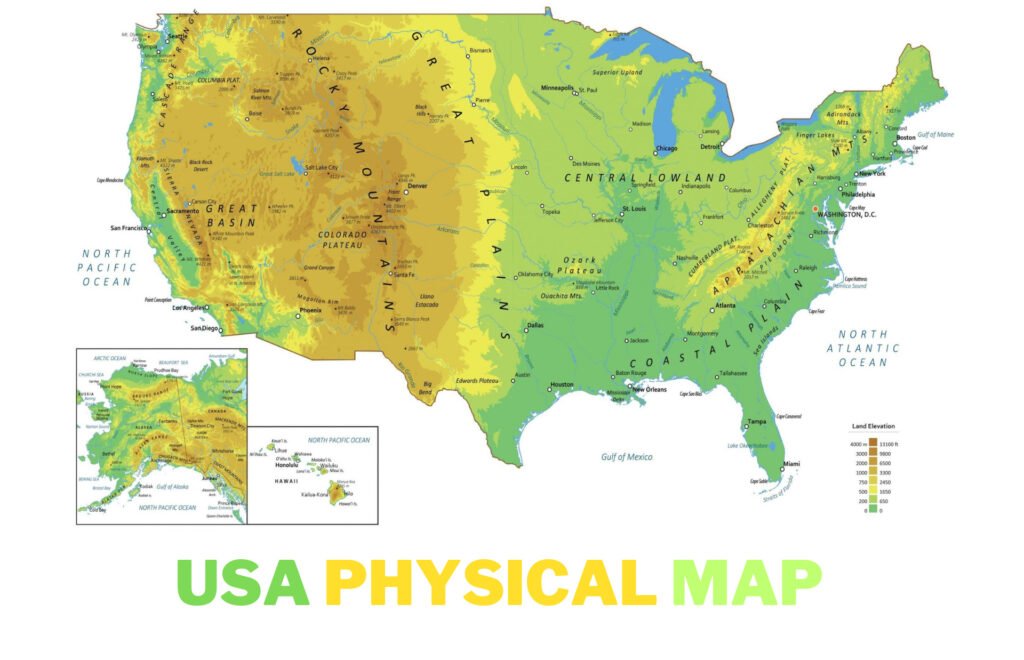 usa physical map